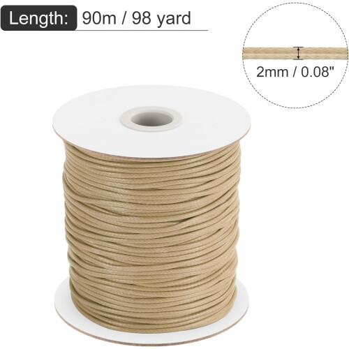 Gewachste Polyesterkordel, 2 mm  90 m, Khaki 1