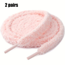 2 Pairs Fluffy Fleece Shoelaces 10mm Ribbon Style, Spandex Soft and Cozy - Fashion Upgrade for Casual and Athletic Shoes 120cm/47.2in
