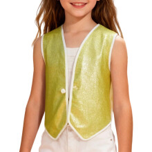 Gilet senza maniche da ragazza con paillettes e un bottone