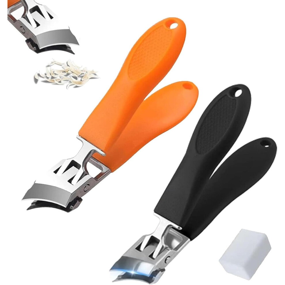 Lavito Slanted Nail Clippers, Wide Jaw, Anti-Splash, for Ingrown/Thick Toenails (2Pcs)