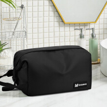 Travel Toiletry Bag, Waterproof Shaving Kit, Foldable Storage Organizer with Handle, for Travel, Gym, and Daily Use, Black, by FAJHHA