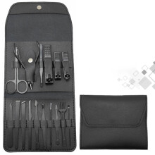 12PCS Stainless Steel Nail Clipper Set with Leather Bag, Portable Manicure/Pedicure Tool Kit Fingernail & Toenail Trimmer for Thick & Ingrown Nail