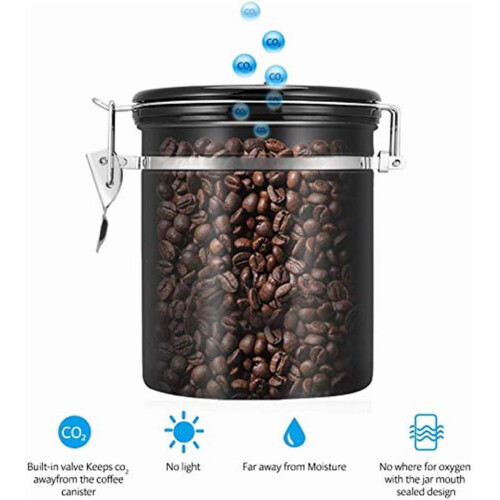 Kaffeedose aus Edelstahl, 1,5 l, mit Datumsanzeige 1