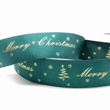 Kerstlint 4,5 m x 1,5 cm groen polyester satijn