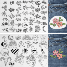 Water Soluble Floral Stitch & Sew Kit - Embroidery Patterns for Beginners with Printed Designs for Towels Linens Clothes Decorative Borders