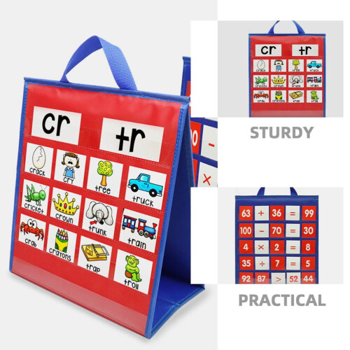 Teaching Pocket Chart 1Pcs Blue with Quick Content Change Oxford Fabric for Educators 1