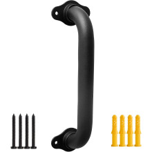 12" Wall-Mount Stair Handrail – Indoor/Outdoor Metal Pipe Railing, Deck/Porch Rail, Safety Grab Bar (Matte Black)