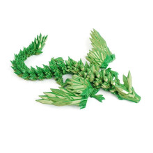 Figurine de dragon imprimée en 3D verte de 14 cm, dragon de cristal volant, œuf de dragon, figurine de dragon chinois.