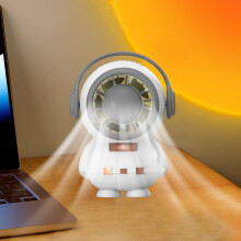Portable Mini Desk Fan with Light, USB Rechargeable, 3 Speeds, 4.48x3.26x2.36in, Night Light for Room DecorforLighting/Ceiling(Gray),