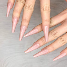 Uñas postizas de bailarina color nude claro brillante (24 unidades)