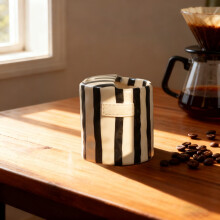Tasse en céramique peinte à la main à rayures rétro, résistante à la chaleur, pour boissons chaudes/froides, cadeau pour la Saint-Valentin et
