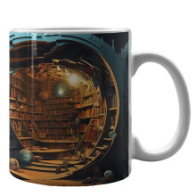 Library Bookshelf Mug – 3D Ceramic Coffee Cup, Creative Space Design, Book Lovers Gift, Compatible with Daily Use