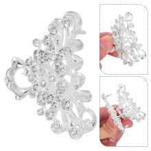 Pinza para el cabello con diamantes de imitación, mini plateada, para mujer, 1 unidad