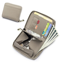 Dámska peňaženka z pravej kože, mini vrecko s RFID blokovaním, puzdro na karty so zipsovým vreckom na mince, dámske puzdro na kreditné karty