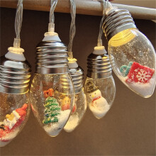 4.9ft Snow Globe String Lights, 10 LED Bulbs, Battery-Powered, Compatible with Christmas Tree & Home/Garden Decor