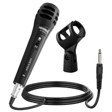 Microfone dinâmico de mão PM-883, cardioide, com interruptor liga/desliga + cabo XLR – ideal para cantar, karaokê, falar em público e festas.