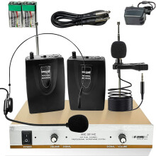 Microfone sem fio duplo de mão com receptor, ideal para DJs, karaokê e canto (WM301HC)