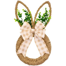 Jute påskeharekrans 43 cm brun