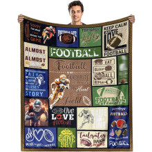 Couverture de football 127 x 152 cm – Plaid chaud en flanelle pour garçons et hommes, cadeau idéal pour les fans de la NFL