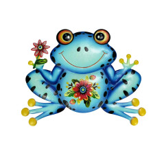 Lot de 2 décorations murales en métal en forme de grenouille, sculptures suspendues pour l'extérieur, le jardin, la cuisine, la salle de bain et