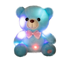 Japceit Witte Teddybeer met LED-verlichting, 20 cm grote knuffelbeer, zacht nachtlampje, kleurrijke beer met veranderende kleuren, speelgoed voor