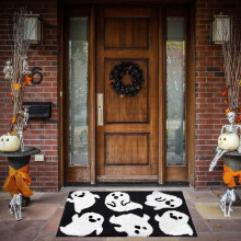 Tapis d'Halloween 40 x 60 cm, tapis de bain antidérapant à motif fantôme pour salle de bain, maison et décoration de ferme