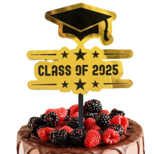 Black & Gold Acrylic Graduation Cupcake Toppers – Compatible with Home, School, College & Kindergarten Celebrations