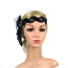 Onder de $5: Zwarte fascinatorhoed met veren op een hoofdband en een clip. Hoofdband voor een theekransje, geschikt voor meisjes en vrouwen.