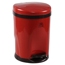 Poubelle ronde à pédale en plastique de 1,8 gallon avec couvercle, petite poubelle de salle de bain avec seau intérieur, rouge