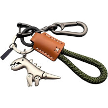 Kľúčenka Weseecase, prívesok s dinosaurom z hliníkovej zliatiny spárovaný s ručne tkaným náramkom, mini kľúčenka s dinosaurom