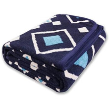 Merino Wool Blanket - 51" x 63" Thick Warm Soft Twin Wool Throw - Great for Bed, Camping, Outdoor, Car, Pets, Travel, Blue Check