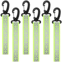 6-Pack Green Reflective Straps for Backpacks, Bikes, Keys – Glow-in-Dark Safety Pendants Compatible with Cycling, Walking, Running, Climbing,