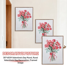 Valentijnsdag wanddecoratie, rustieke boerderijstijl, ingelijst kunstwerk voor thuis, keuken of slaapkamer - 1 canvas + 1 lijst (30x40cm)