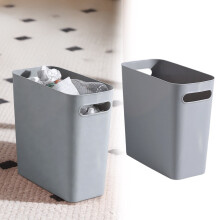 Slanke zwarte plastic prullenbak – ruimtebesparende afvalbak