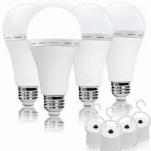 Lot de 4 ampoules de secours rechargeables A19, lumière du jour 6000K, culot E26/E27, 12W (équivalent 60W), 120V, 1200mAh, pour les pannes de