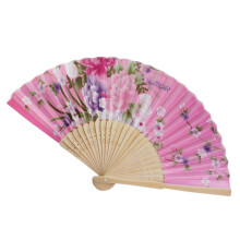 Éventail pliant vintage en bambou pour la danse, les mariages et les fêtes – Petit éventail portable en forme de fleur, compatible avec la danse