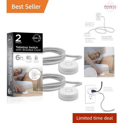 Extension Cord with Switch 6 ft Braided Lamp Cord