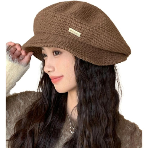 Μπερέδες Slouchy Soft Comfy Knitted Cap Oversized Painter Hat Γαλλικά Μπερέ με Γείσο και Γείσο για