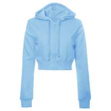 Tröja för kvinnor, Enfärgad Casual Basic Långärmad Zip Up Crop Hoodiejacka Bekväma Snygga Ytterkläder, Hoodies för kvinnor, M,Z4Ljusblå