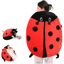 Coussin coccinelle portable, 60/100/150 cm, mignon, chaud, amovible, surdimensionné, en peluche, coccinelle portable (100 cm)