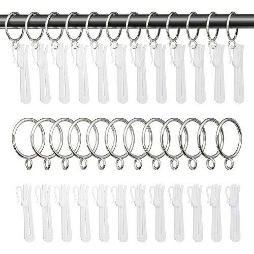 3,8 cm sorte metalgardinringe med kroge (24 stk.)