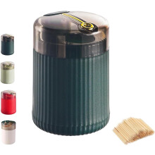 Pop-Up Automatic Toothpick Dispenser,Automatic Toothpick Holder Dispenser,Portable Creative Pop Up Toothpick Dispenser,For Home(Dark Green,1pc)