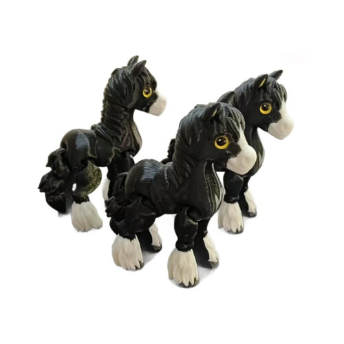 3 Stück 10 cm große 3D-gedruckte Ponyfiguren
