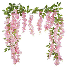 Guirlande de glycine artificielle de 1,8 m (6 pi), 10 branches de fleurs suspendues en soie pour la décoration d'arche de mariage (rose) –