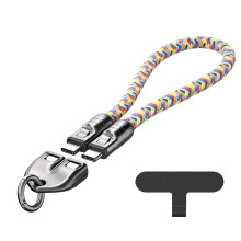 2 st snabbladdningskabel av typ C till typ C240W5A med bärbart armbandsdesign, axelrem och handledsrem