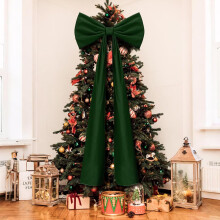 Roze fluwelen kerstboomtopperstrik – 50 cm breed, 1,8 m