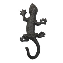 Patère murale décorative en fonte robuste avec motif lézard, idéale pour la cuisine, le salon ou la salle de bain.