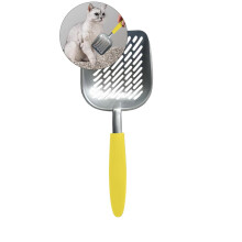 Yoloke Cat Litter Scoop, Aluminum Alloy Sifter, Kitty Metal Scooper, Deep Shovel with Diagonal Sifting Hole, Kitten Poop Lifter for Litter Box