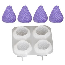 Molde de silicone em formato de morango para resina e cera, com 4 cavidades.