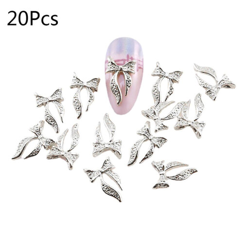 20pcs3d σχέδιο παπιγιόν νυχιών φέτες κράματος φιόγκος νυχιών τέχνη αυτοκόλλητα